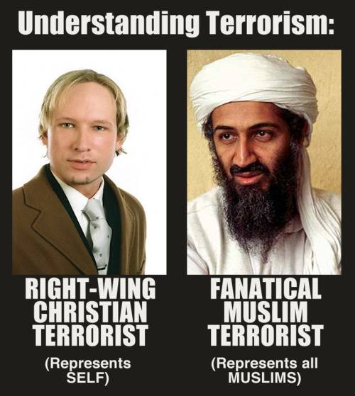 Difference between a Christian and Muslim terrorist