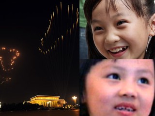 Footprint fireworks and two Chinese girl singers © ABC News