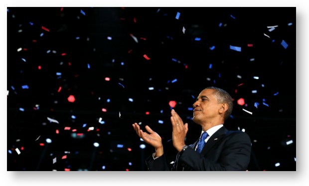 President Obama celebrating his 2012 victory © Chip Somodevilla/Getty Images