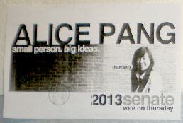 Original campaign poster for Alice Pang